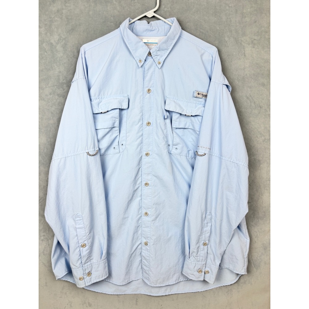 Columbia PFG Shirt Mens XL/TG Blue Vented Fishing Outdoors Shirt Long Sleeve